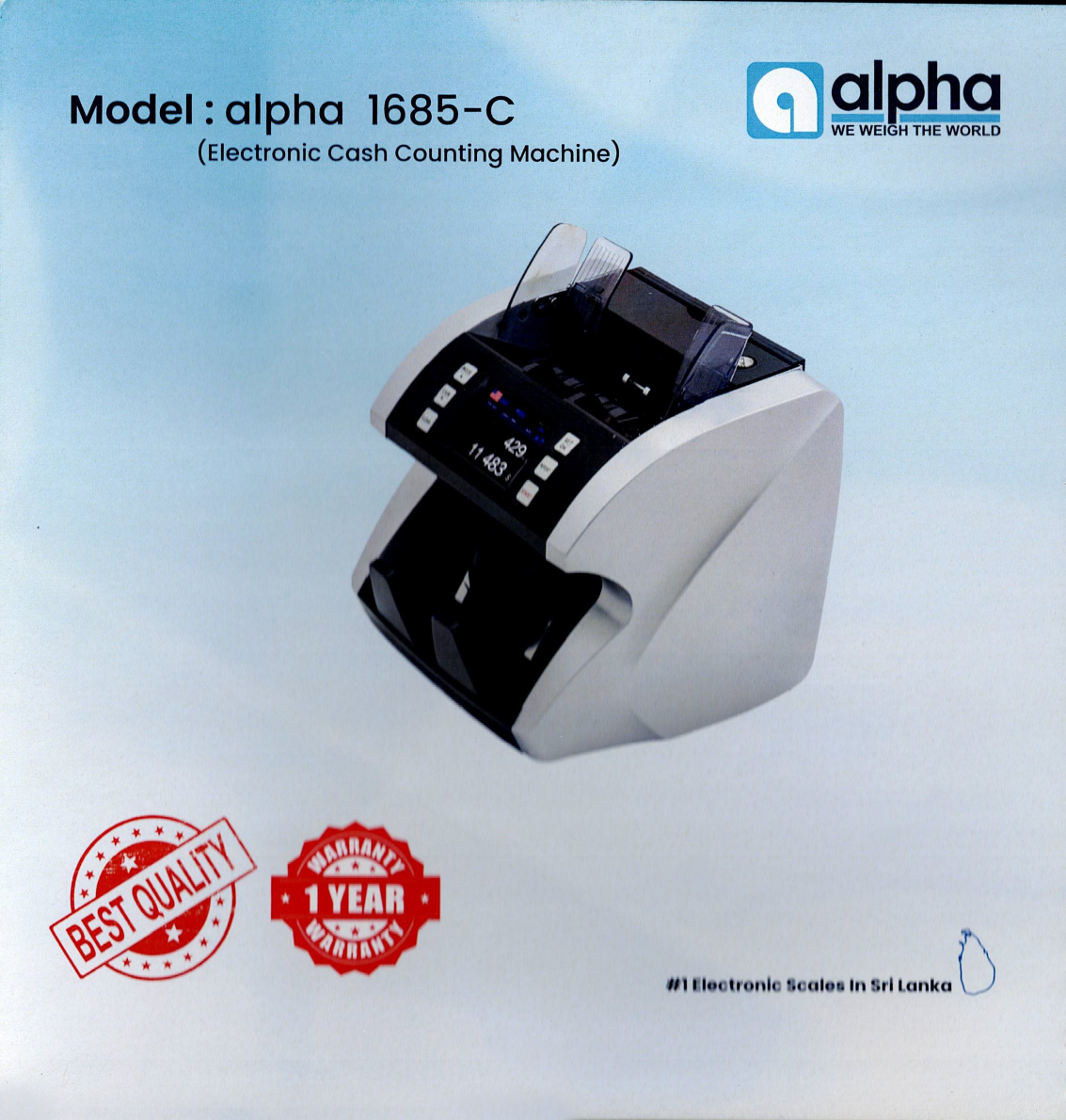 Model: alpha 1685-C (Electronic Cash Counting Machine)